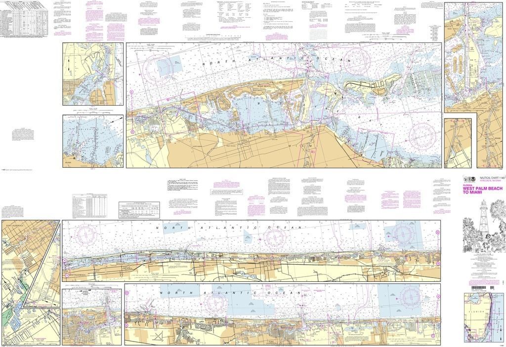 NOAA Nautical Chart 11467: Intracoastal Waterway West Palm Beach to Mi ...