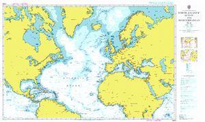 British Admiralty Nautical Chart 4004: A Planning Chart for the North Atlantic Ocean and Mediterranean Sea